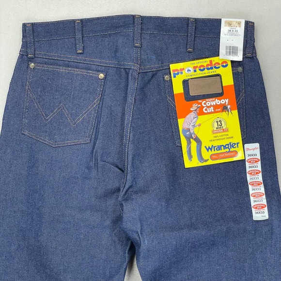 Wrangler Jeans 13MWZ Mens 36x33 Cowboy Cut Rigid Denim NWT Rodeo Ranchwear Work - Picture 4 of 10